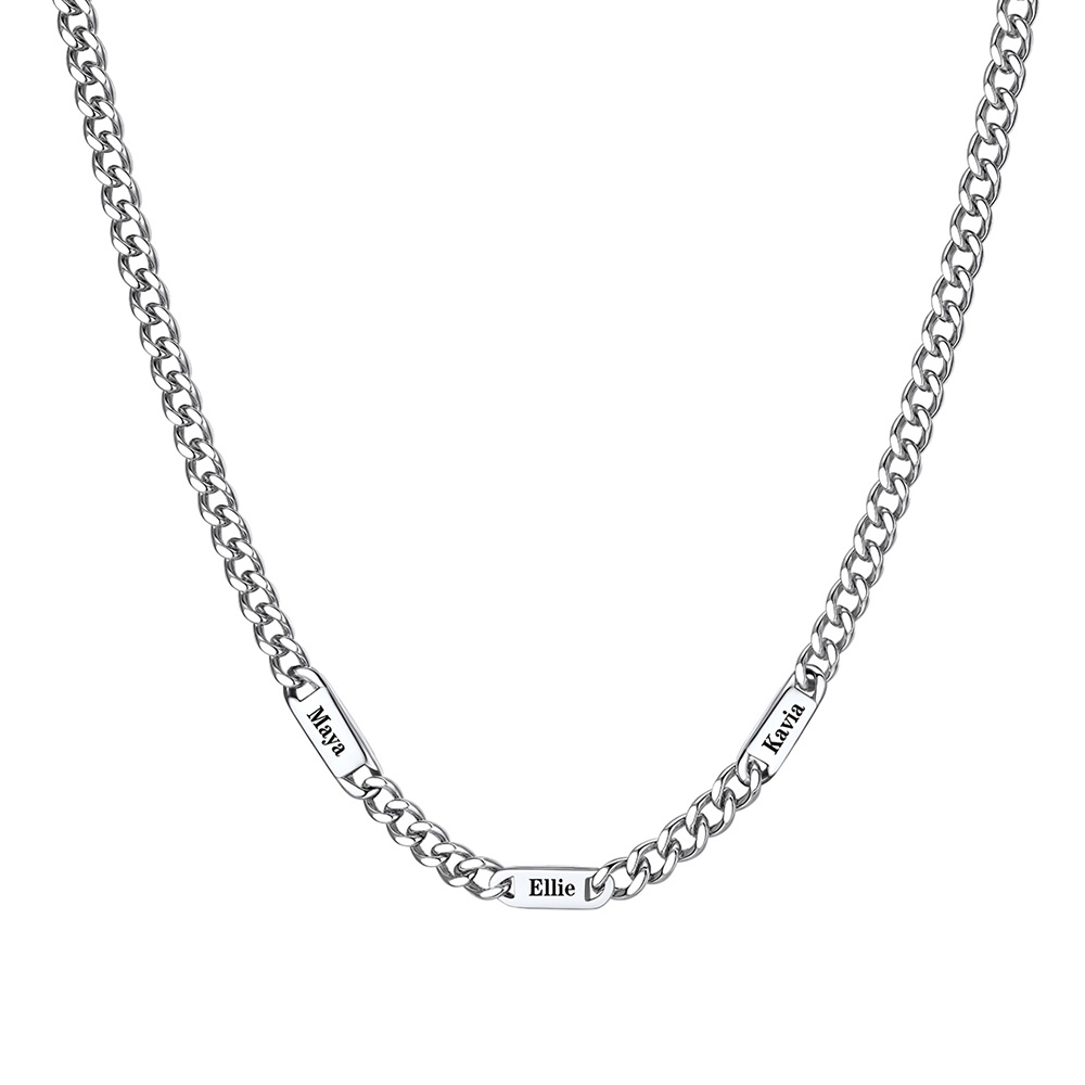 Custom Cuban Chain Necklace with 1-5 Names for Men 