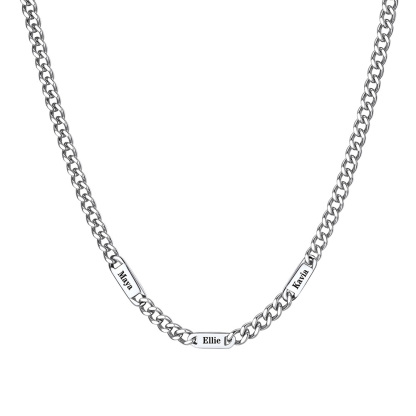 Custom Cuban Chain Necklace with 1-5 Names for Men 
