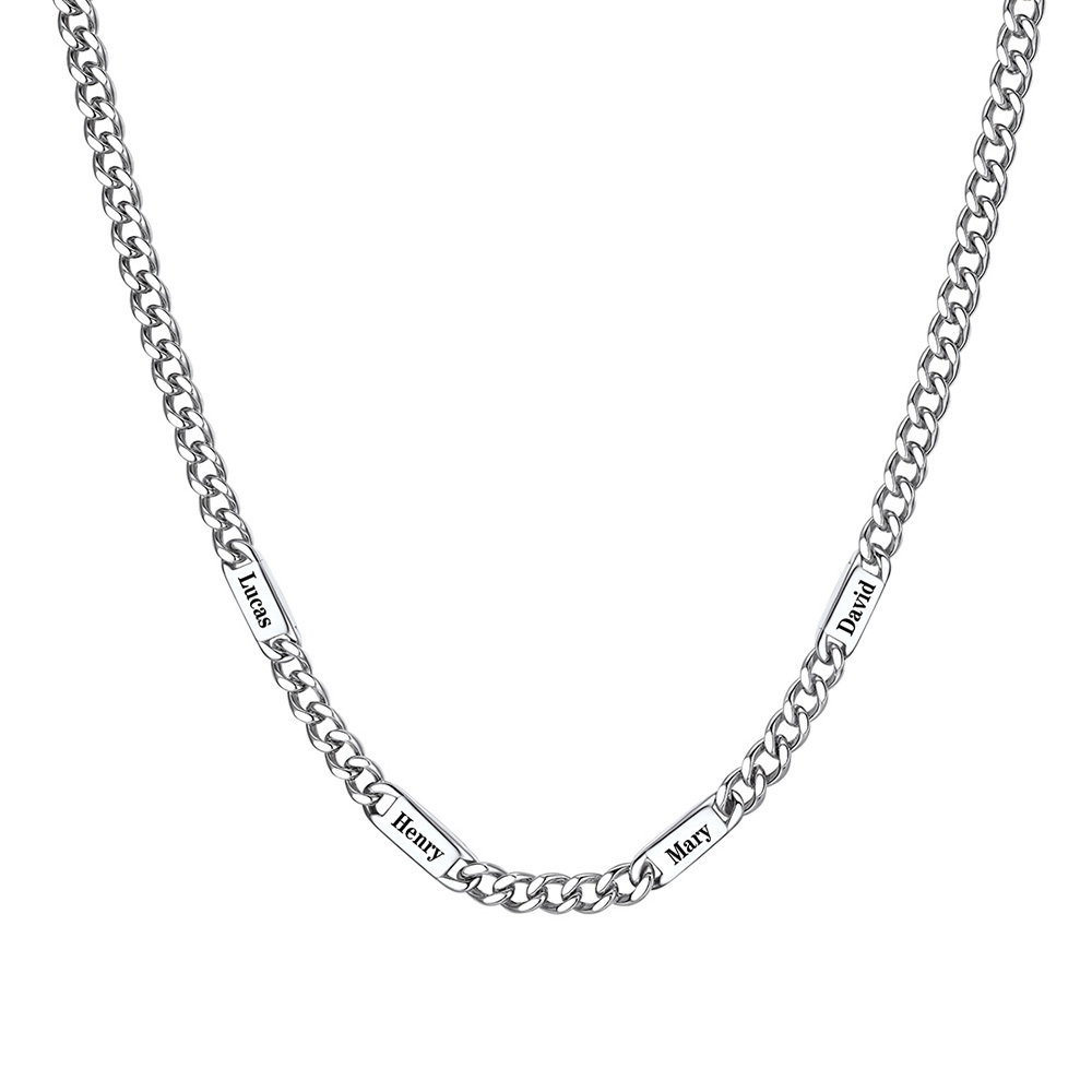 Custom Cuban Chain Necklace with 1-5 Names for Men 