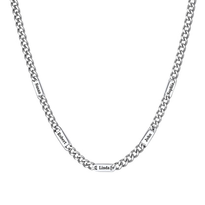 Custom Cuban Chain Necklace with 1-5 Names for Men 