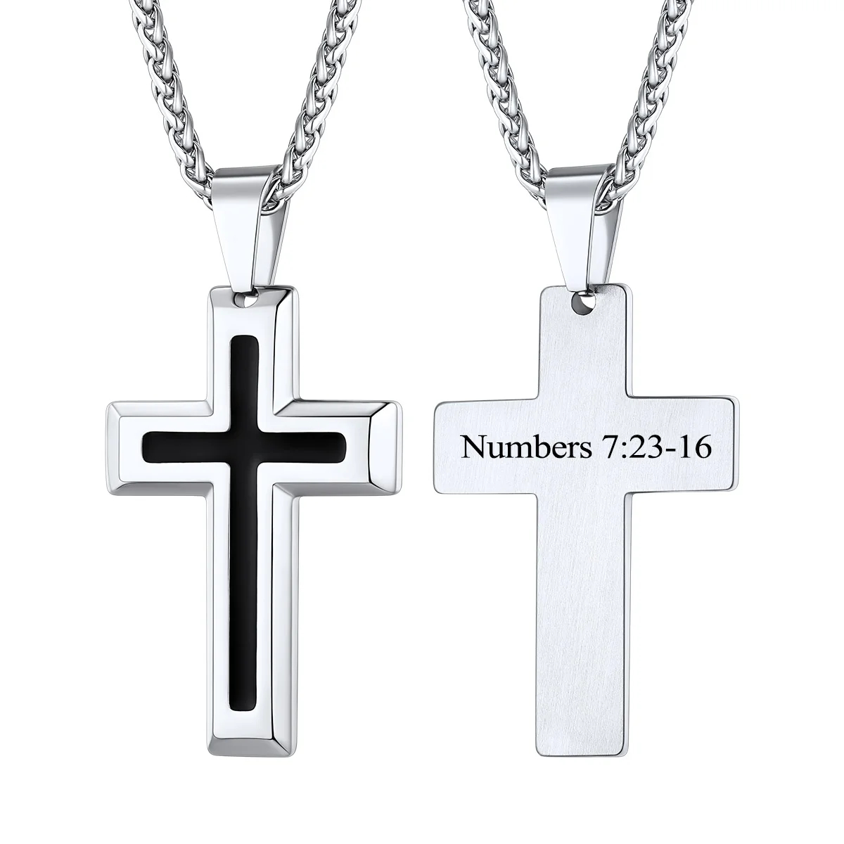 Custom Enamel Dripping Oil Cross Necklace silver