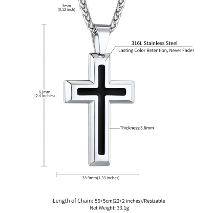 Custom Enamel Dripping Oil Cross Necklace size