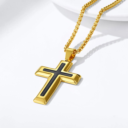 Custom Enamel Dripping Oil Cross Necklace for couple