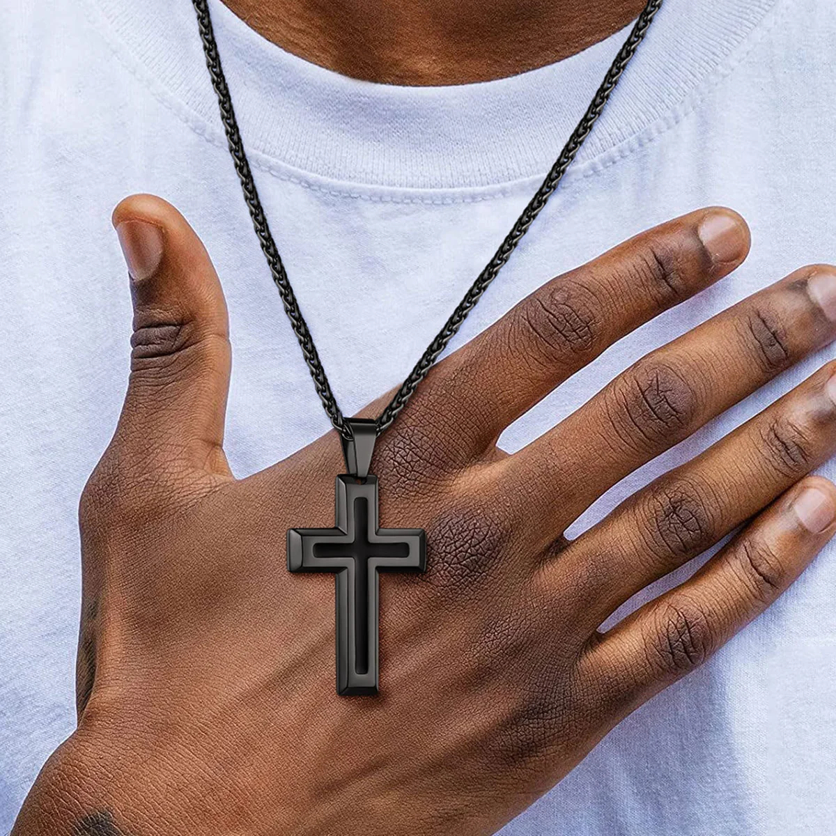 Custom Enamel Dripping Oil Cross Necklace for husband