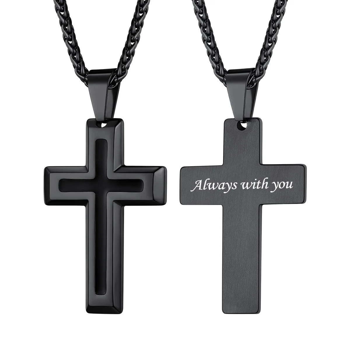 Custom Enamel Dripping Oil Cross Necklace black