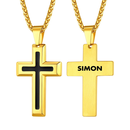 Custom Enamel Dripping Oil Cross Necklace gold