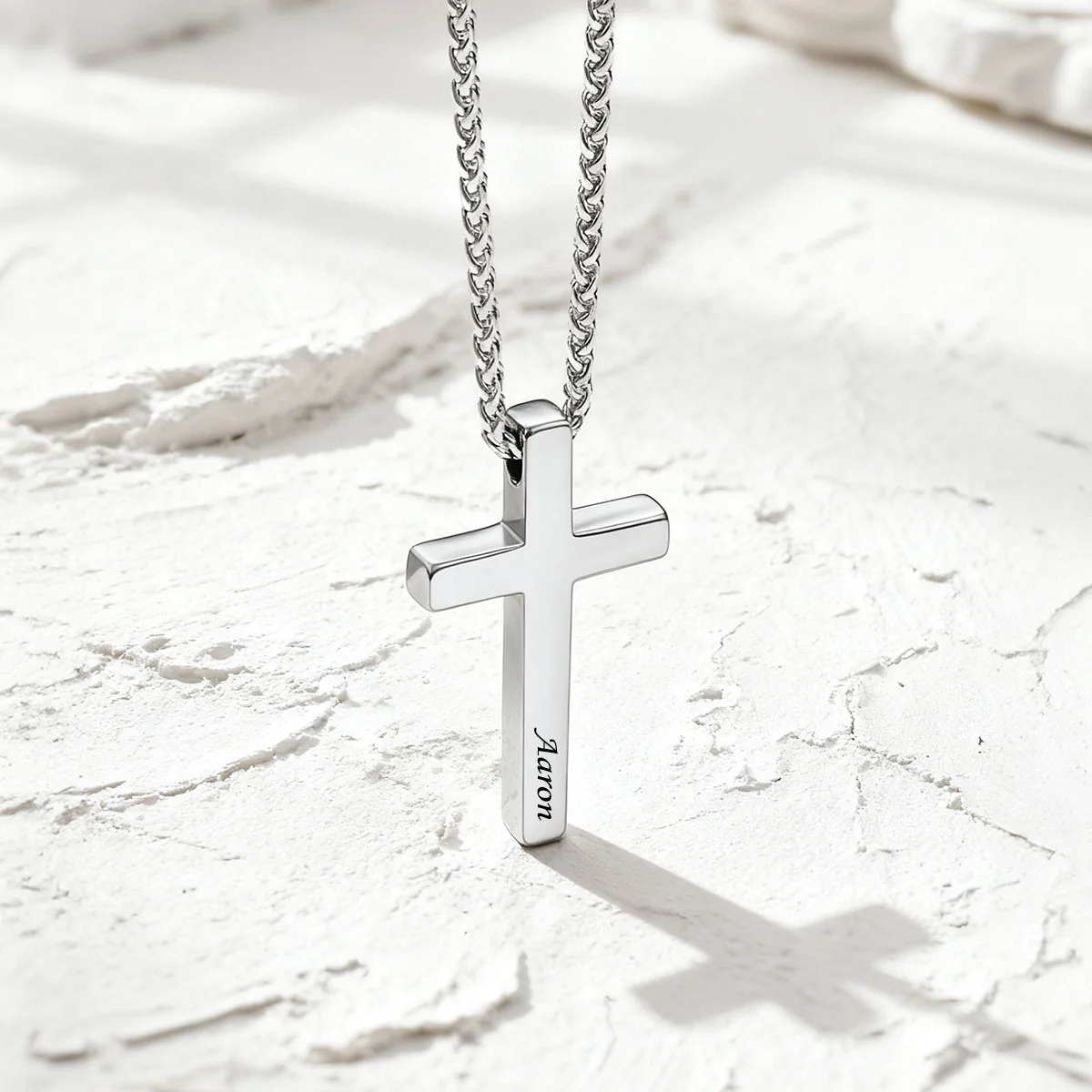 Custom Engravable Cross Necklace with Name for her