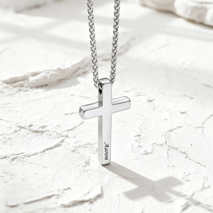 Custom Engravable Cross Necklace with Name for her