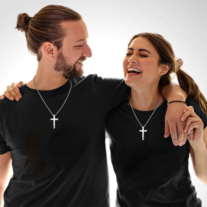 Custom Engravable Cross Necklace with Name for couple