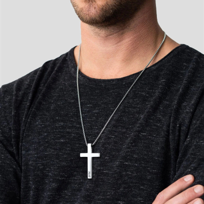 Custom Engravable Cross Necklace with Name for him