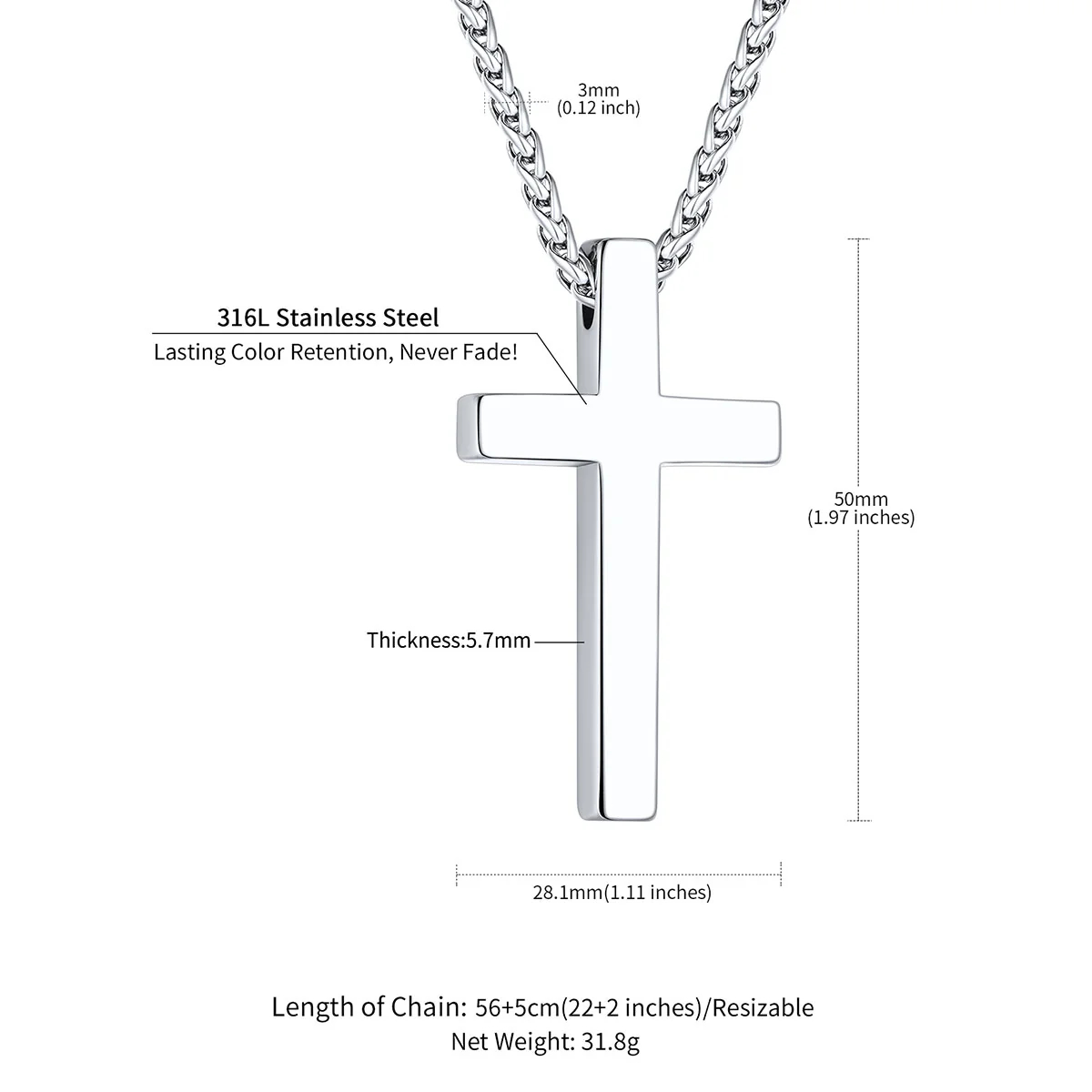 Custom Engravable Cross Necklace with Name size