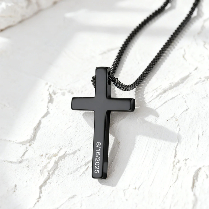 Custom Engravable Cross Necklace with Name for boy