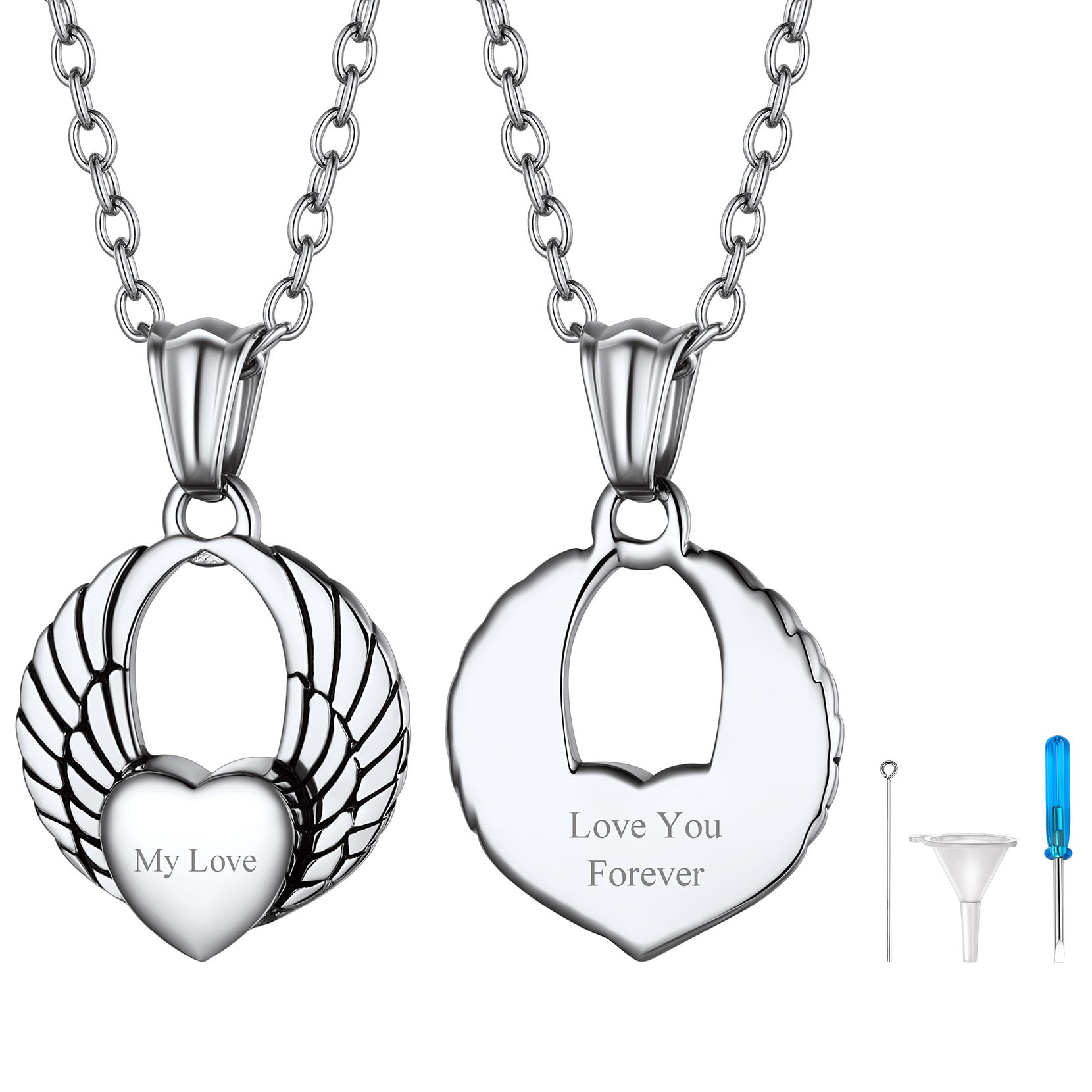 Custom Engraved Heart Cremation Urn Necklace for Ashes