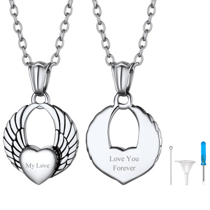 Custom Engraved Heart Cremation Urn Necklace for Ashes