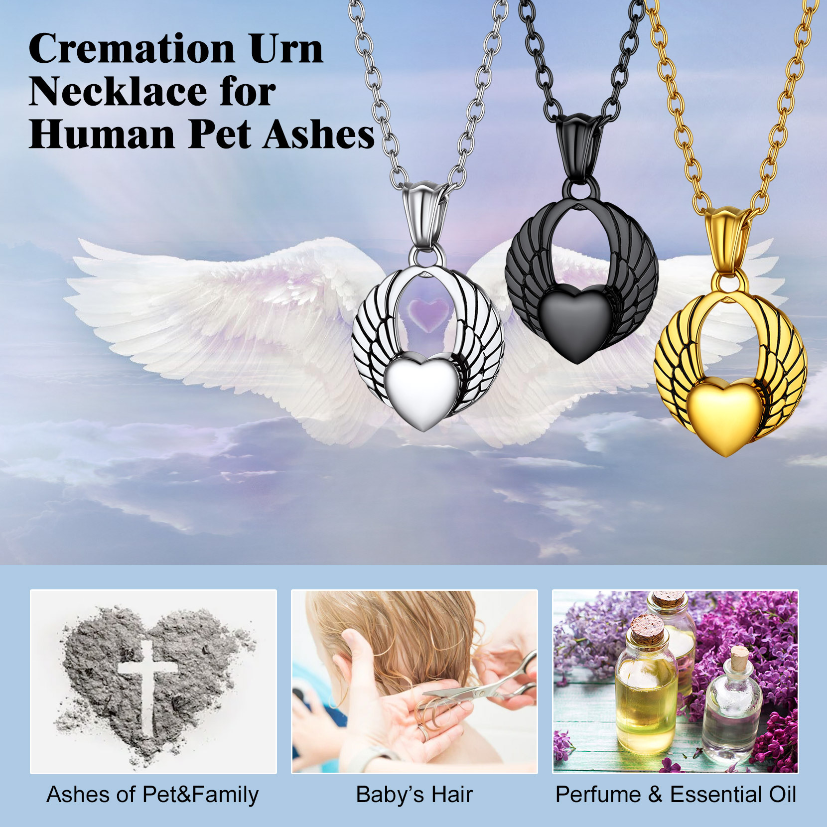 Custom Engraved Heart Cremation Urn Necklace 