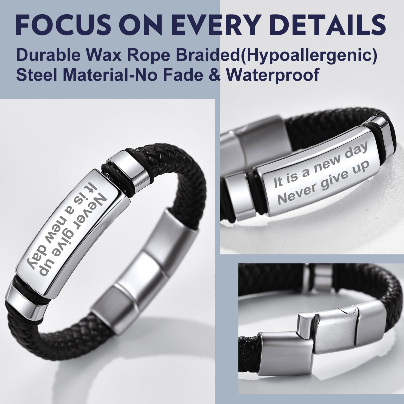 Custom Engraved ID Tags Bracelets For Men 