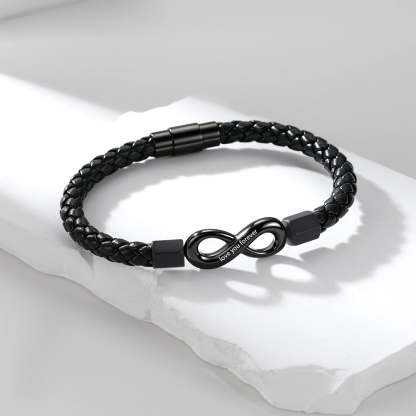 Custom Engraved Infinity Leather Bracelet