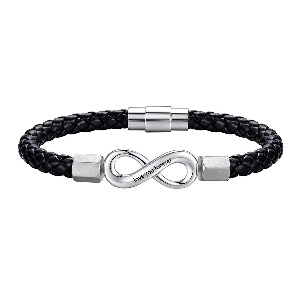Infinity Love Knot Mens Leather Bracelets Gift for Husband Dad Son