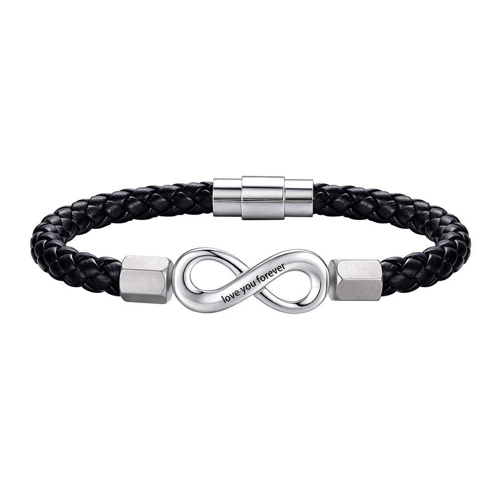 Infinity Love Knot Mens Leather Bracelets Gift for Husband Dad Son