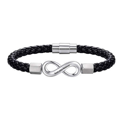 Infinity Love Knot Mens Leather Bracelets Gift for Husband Dad Son