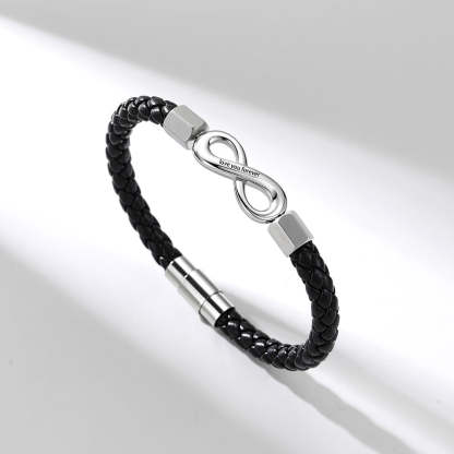 Custom Engraved Infinity Leather Bracelet