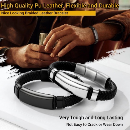 Custom Engraved Leather Bracelets For Men 