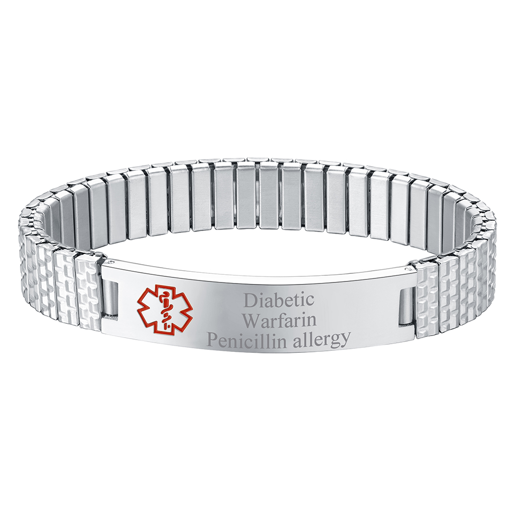 Custom Engraved Medical Alert ID Tags Bracelet