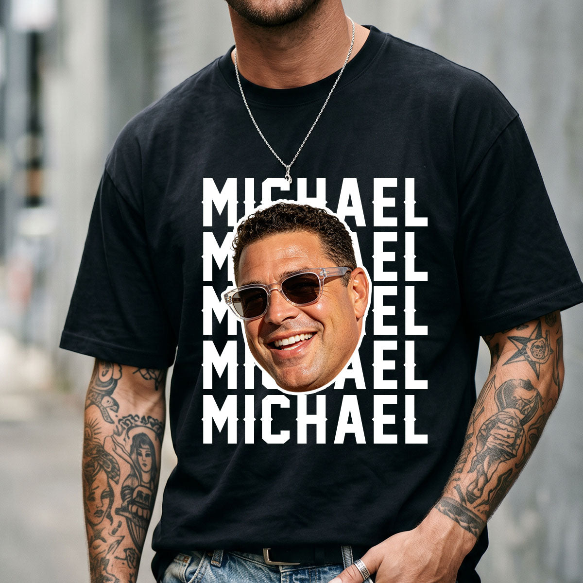 Custom Face Photo T-Shirt with Text for Men & Women