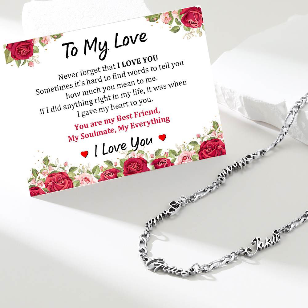 Custom Figaro Link Necklace with 1-5  Names