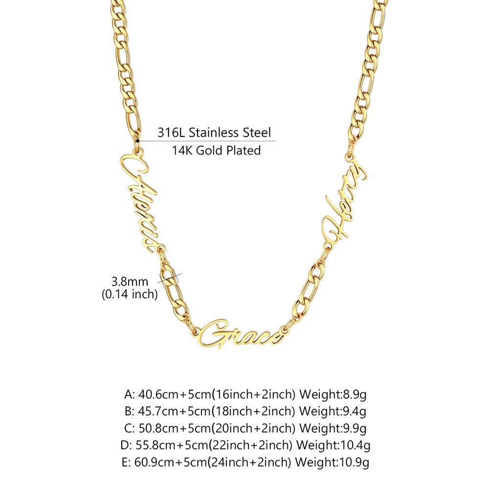 Custom Figaro Necklace with 1-5 Names