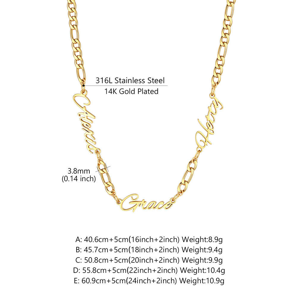 Custom Figaro Necklace with 1-5 Names