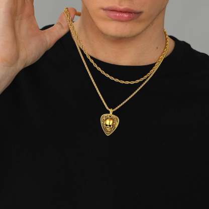 Custom Guitar Pick Skull Pendant Necklace