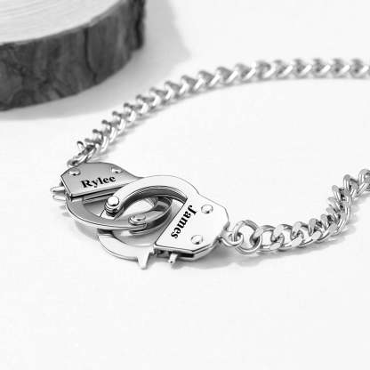 Custom Handcuff Couple Necklace 4MM Silver