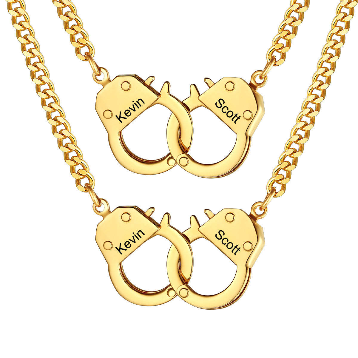 Gold Custom Handcuff Couple Necklace 4MM