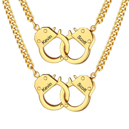 Gold Custom Handcuff Couple Necklace 4MM