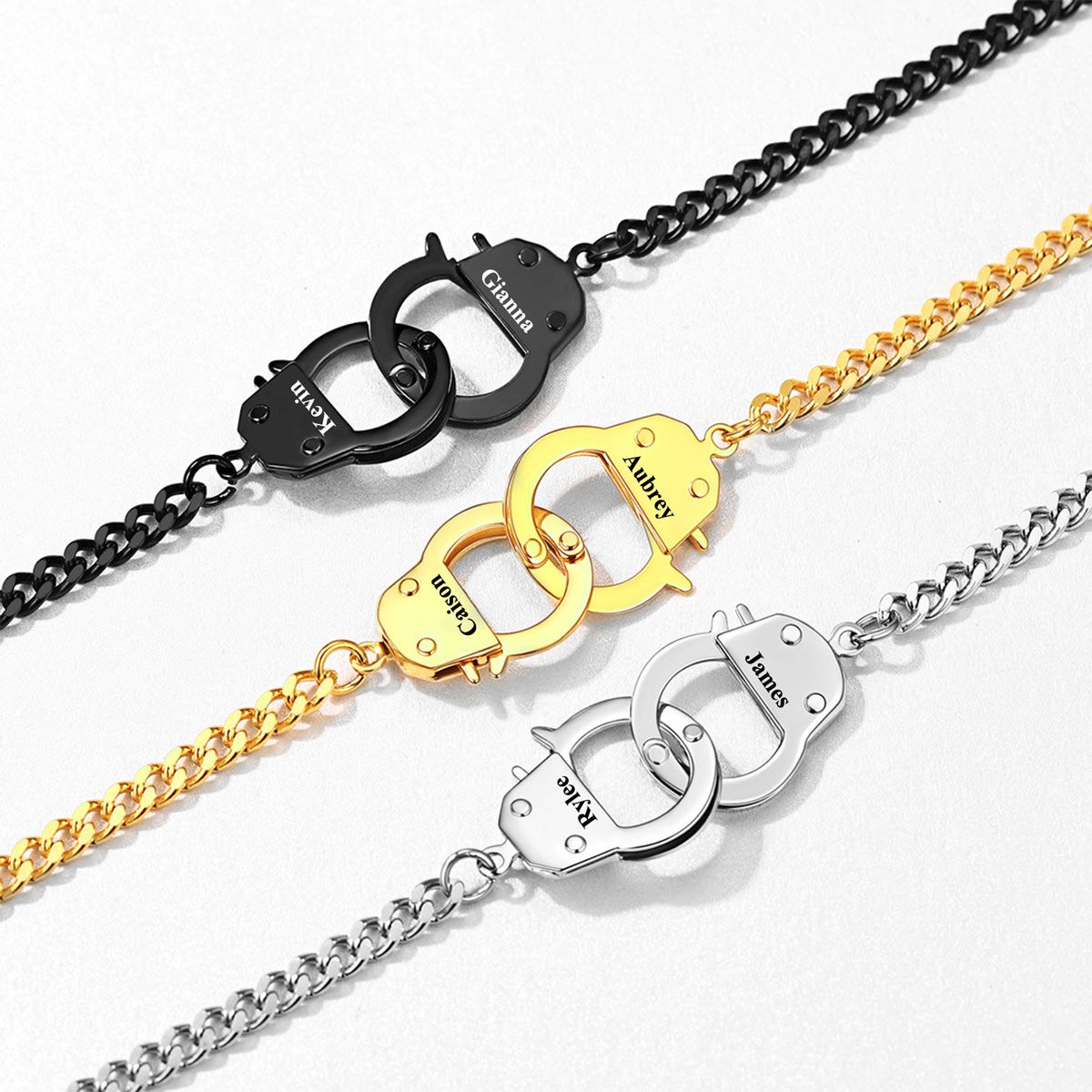 Custom Handcuff Couple Necklace 4MM 3 colors