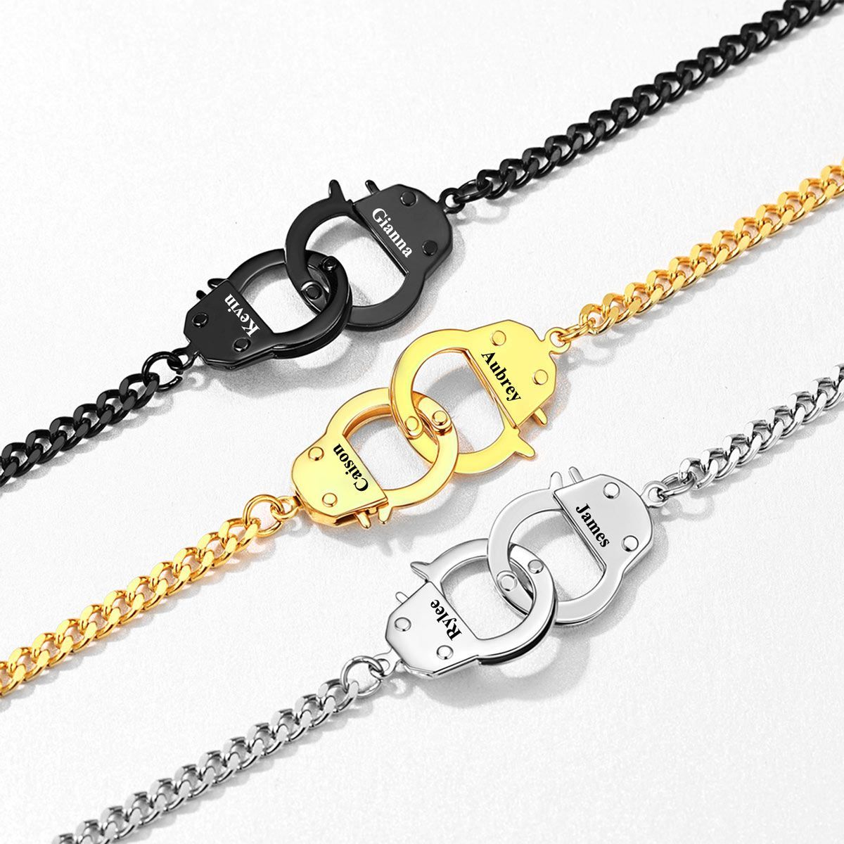 Custom Handcuff Couple Necklace 4MM 3 colors
