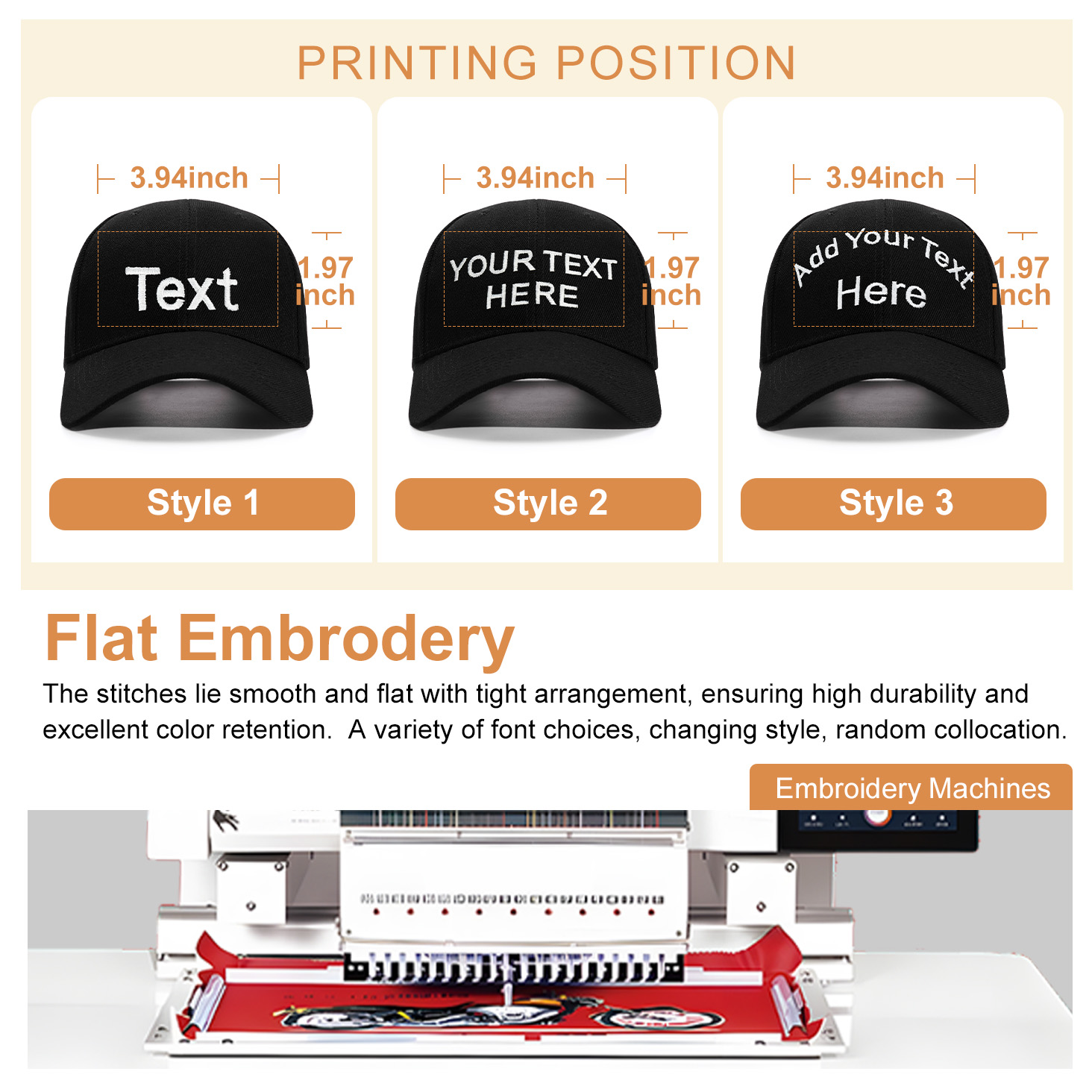 Custom Hat Baseball Cap with Embroidery material