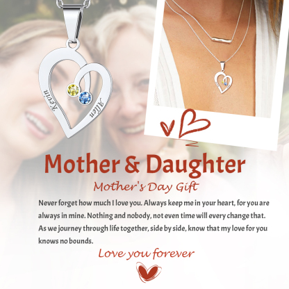 Custom Heart Birthstone Necklace daughter to mothe