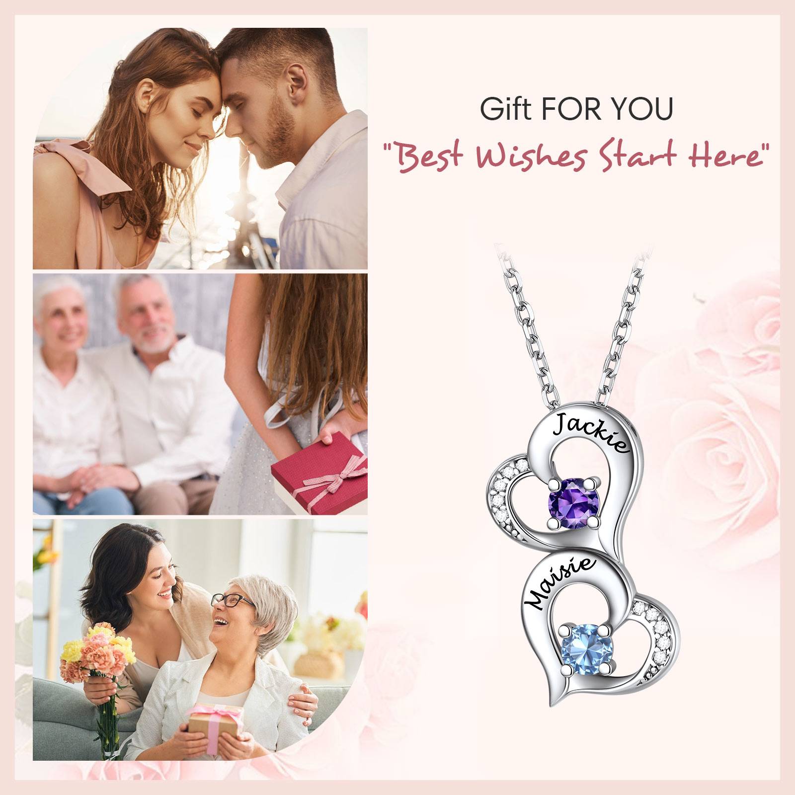 custom heart birthstone necklace for love