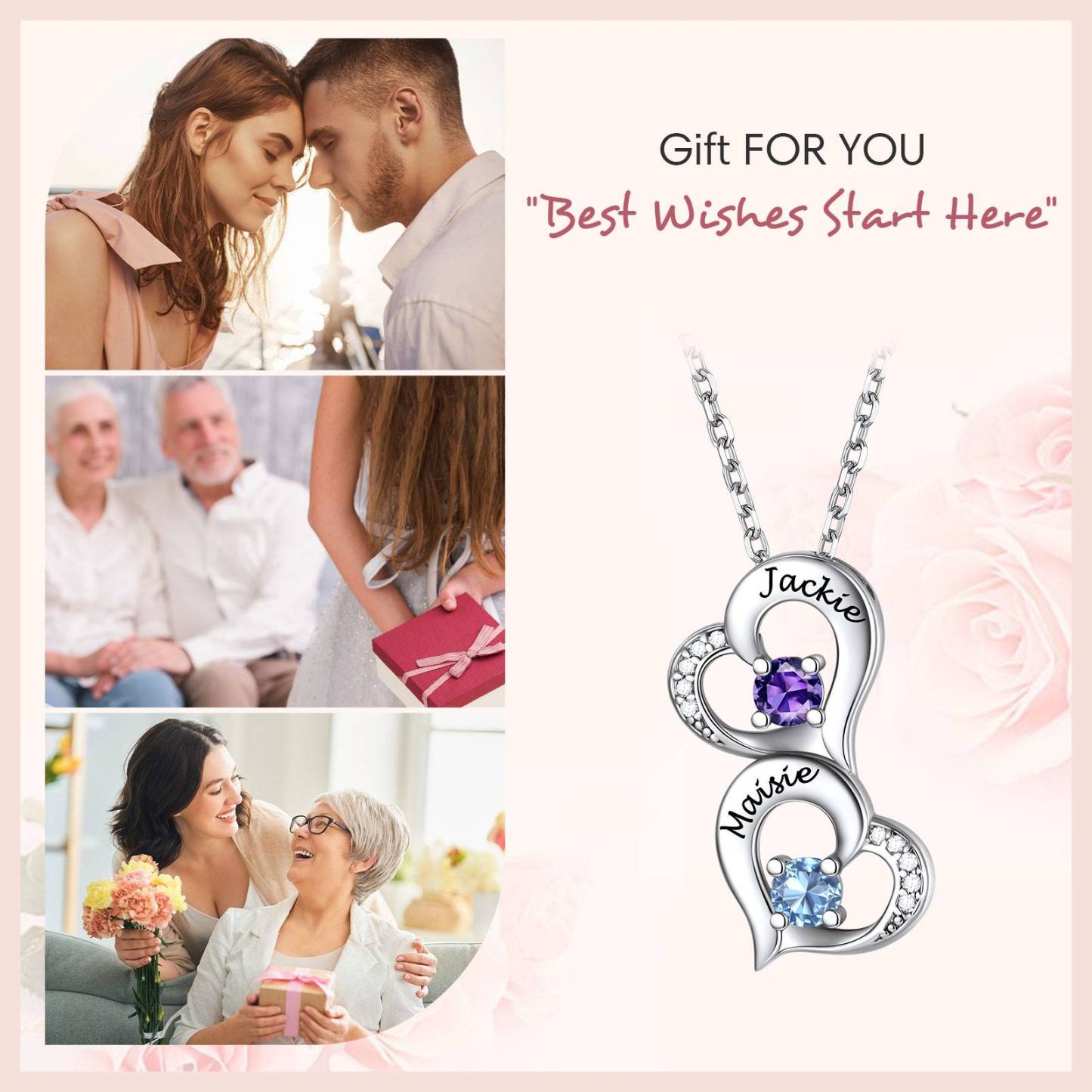 custom heart birthstone necklace for love