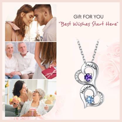 custom heart birthstone necklace for love