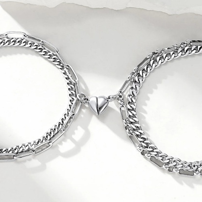 Custom Heart Matching Couples Bracelets