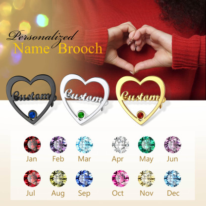 Custom Heart Name Brooch pin
