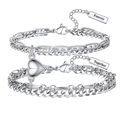 Custom Name Matching Commitment Heart Promise Rings for Couple