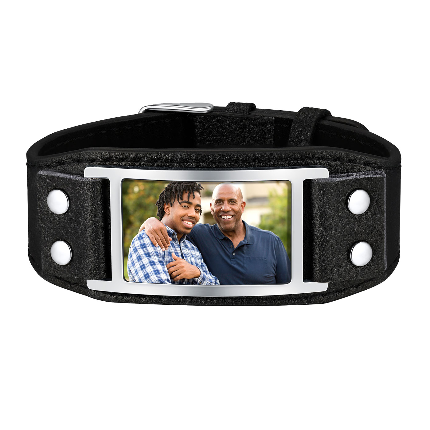Custom Leather Band Bracelet with Picture for Men