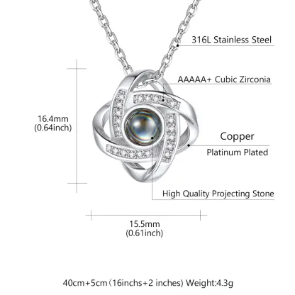 Custom Love Knot Photo Projection Necklace for Women
