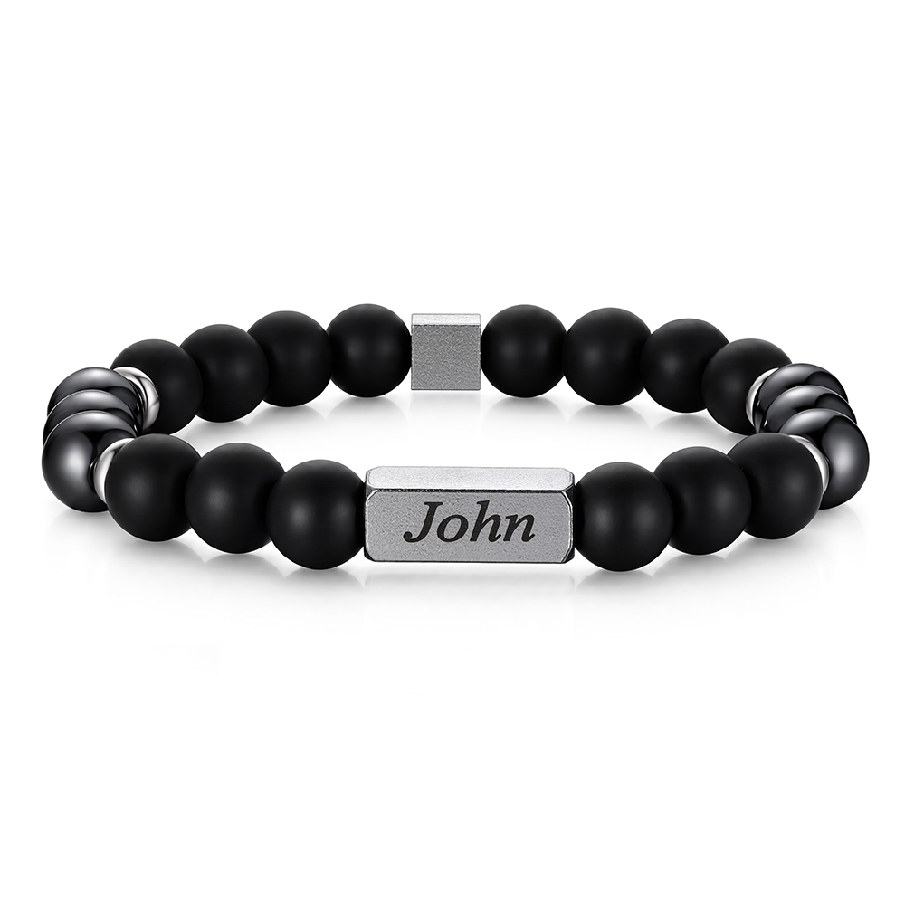 Custom Magnetic Hematite Beaded Bracelet for Men