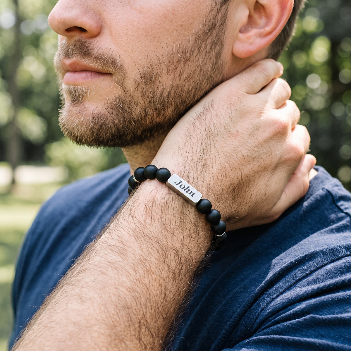 Custom Magnetic Hematite Beaded Bracelet for Husband