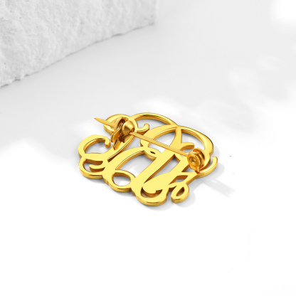 Custom  Letter Initial Brooch Pin for Bouquet